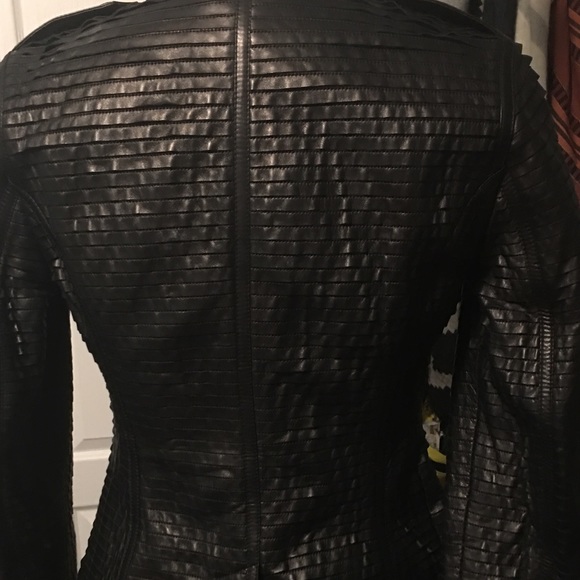 Burberry Lamb Black Leather Jacket Size 2 - Picture 7 of 11